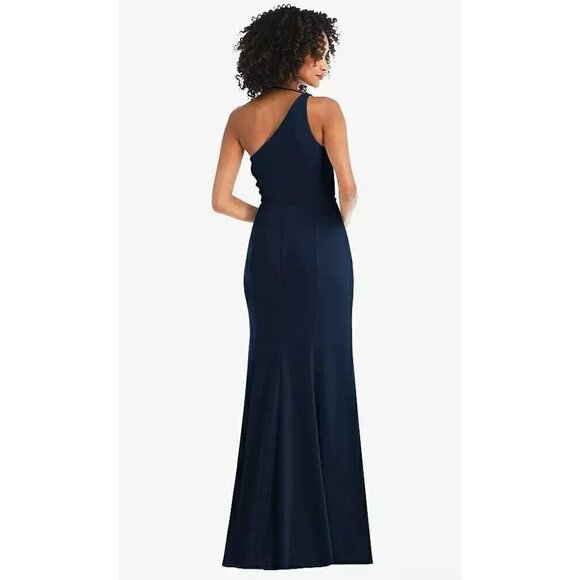 After‎ Six One-shoulder Draped Cowl-neck Maxi Dress In Midnight Navy Size 8 - Picture 11 of 11